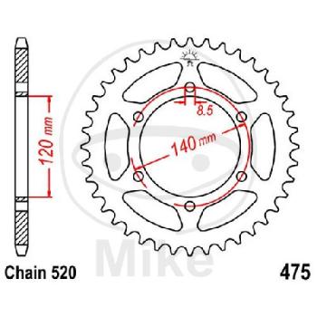 Kettenrad, 42Z, Teil.: 520, Innen Ø : 120, Lochkr.: 140