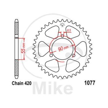 Kettenrad, 47Z, Teil.: 420, Innen Ø : 055, Lochkr.: 090