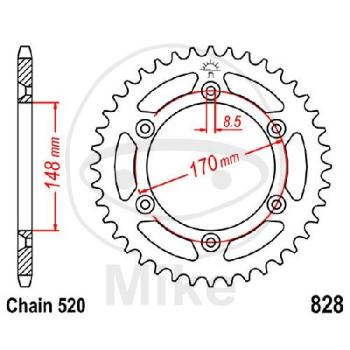 Kettenrad, 48Z, Teil.: 520, Innen Ø : 148, Lochkr.: 170