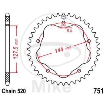 Alu-Kettenrad, 38Z, Teil.: 520 silber, für Kettenradträger 7585011