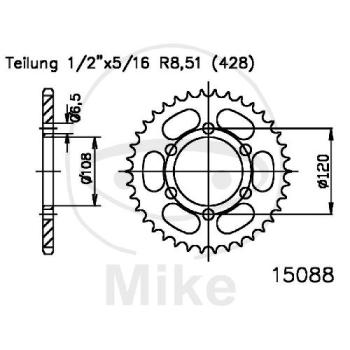 Kettenrad, 49Z, Teil.: 428 schwarz, Innen Ø : 108, Lochkr.: 120