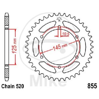 Kettenrad, 46Z, Teil.: 520, Innen Ø : 125, Lochkr.: 145