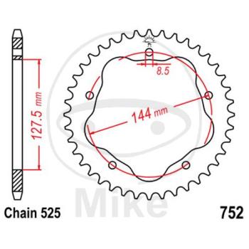 Alu-Kettenrad, 36Z, Teil.: 525 silber, für Kettenradträger 7585011