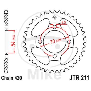 Kettenrad, 41Z, Teil.: 420, Innen Ø : 054, Lochkr.: 070