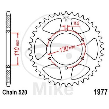 Kettenrad, 45Z, Teil.: 520, Innen Ø : 110, Lochkr.: 130