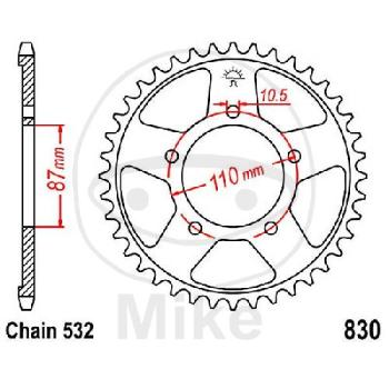 Kettenrad, 46Z, Teil.: 532, Innen Ø : 087, Lochkr.: 110