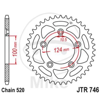 Kettenrad, 48Z, Teil.: 520, Innen Ø : 100, Lochkr.: 124