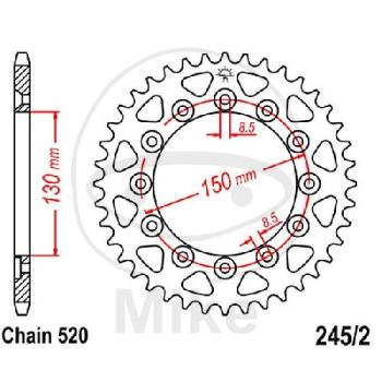 Kettenrad, 48Z, Teil.: 520, Innen Ø : 130, Lochkr.: 150