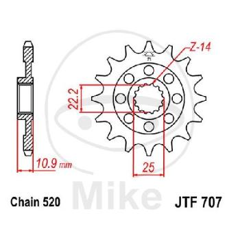 Racing-Ritzel, 17Z TEI 520, feinverzahnt, Innen Ø : 22.2/25