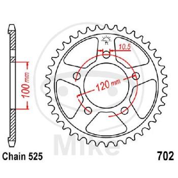 Kettenrad, 42Z, Teil.: 525, Innen Ø : 100, Lochkr.: 120