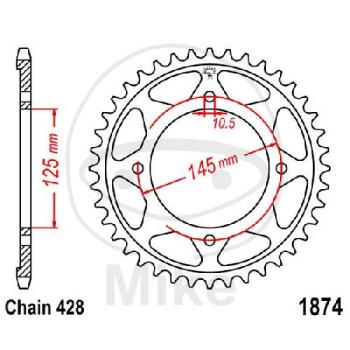 Kettenrad, 59Z, Teil.: 428, Innen Ø : 125, Lochkr.: 145