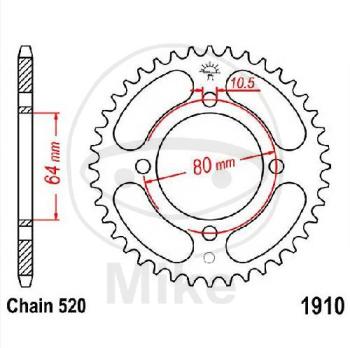 Kettenrad, 32Z, Teil.: 520, Innen Ø : 064, Lochkr.: 080