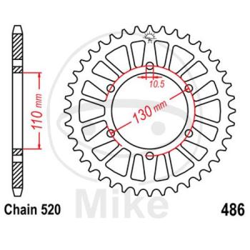 Alu-Kettenrad, 46Z, Teil.: 520 silber, JT, Innen Ø : 110, Lochkr.: 130