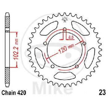 Kettenrad, 47Z, Teil.: 420, Innen Ø : 102, Lochkr.: 120