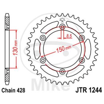 Kettenrad, 52Z, Teil.: 428, Innen Ø : 130, Lochkr.: 150