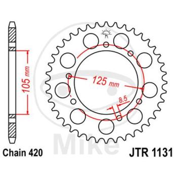 Kettenrad, 45Z, Teil.: 420, Innen Ø : 105, Lochkr.: 125