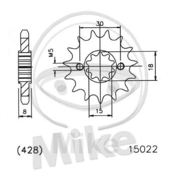 Ritzel, 15Z, Teil.: 428, feinverzahnt, Innen Ø : 15/18