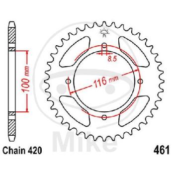 Kettenrad, 49Z, Teil.: 420, Innen Ø : 100, Lochkr.: 116