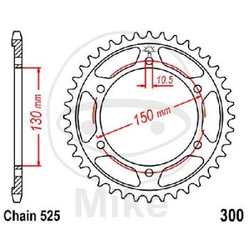 Kettenrad, 48Z, Teil.: 525, Innen Ø : 130, Lochkr.: 150