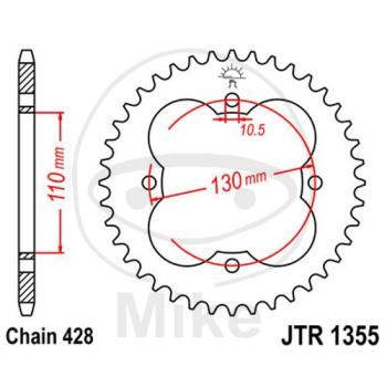 Kettenrad, 50Z, Teil.: 428, Innen Ø : 110, Lochkr.: 130