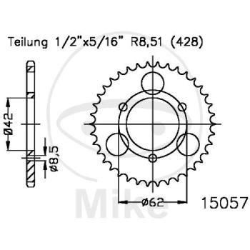 Kettenrad, 32Z, Teil.: 428 schwarz, Innen Ø : 042, Lochkr.: 062