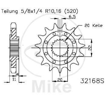 Racing-Ritzel, 13Z, Teil.: 520, feinverzahnt, Innen Ø : 20/22