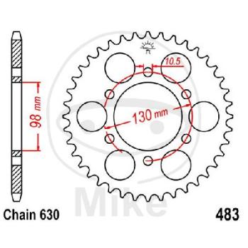 Kettenrad, 35Z, Teil.: 630, Innen Ø : 098, Lochkr.: 130