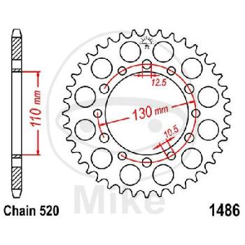 Kettenrad, 40Z, Teil.: 520, Innen Ø : 110, Lochkr.: 130