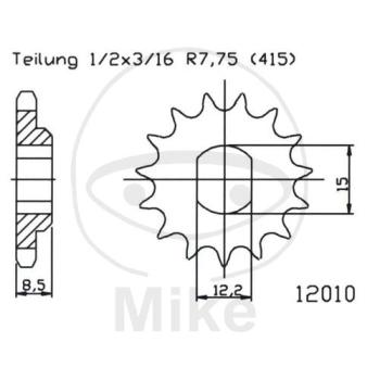 Ritzel, 10Z, Teil.: 415, Langloch 12.2/15