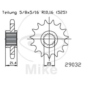 Ritzel, 16Z, Teil.: 525, feinverzahnt, Innen Ø : 25/28