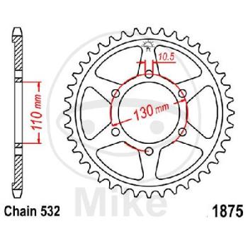 Kettenrad, 48Z, Teil.: 532, Innen Ø : 110, Lochkr.: 130
