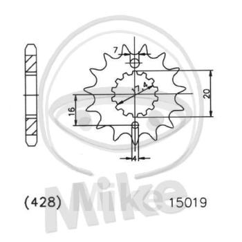 Ritzel, 16Z, Teil.: 428, feinverzahnt, Innen Ø : 17.4/20