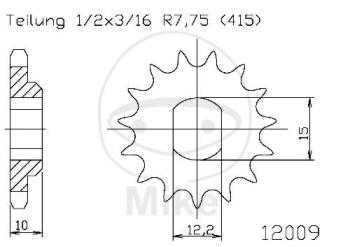 Ritzel, 10Z, Teil.: 415, Langloch 12.2/15