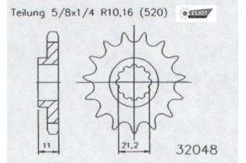 Kettenritzel, 12 Zähne