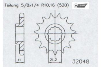 Kettenritzel, 12 Zähne