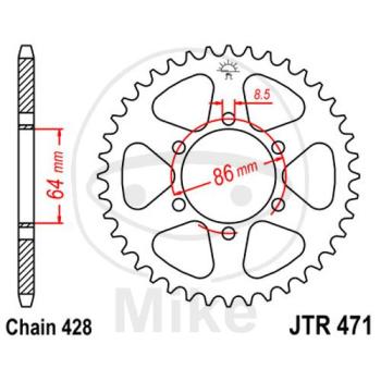 Kettenrad, 50Z, Teil.: 428, Innen Ø : 064, Lochkr.: 086