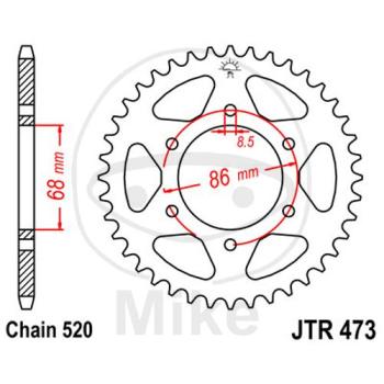 Kettenrad, 40Z, Teil.: 520, Innen Ø : 068, Lochkr.: 086