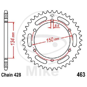 Kettenrad, 46Z, Teil.: 428, Innen Ø : 134, Lochkr.: 150