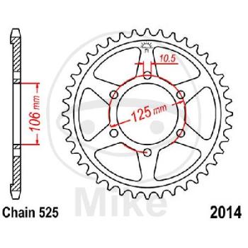 Kettenrad, 50Z, Teil.: 525, Innen Ø : 106, Lochkr.: 125