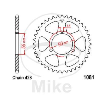 Kettenrad, 46Z, Teil.: 428, Innen Ø : 055, Lochkr.: 090
