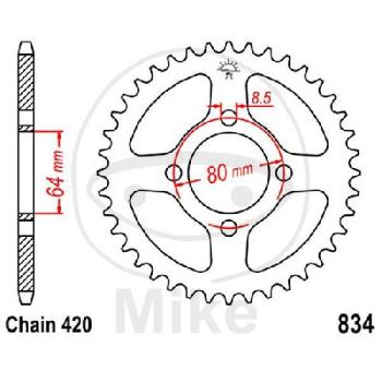 Kettenrad, 35Z, Teil.: 420, Innen Ø : 064, Lochkr.: 080