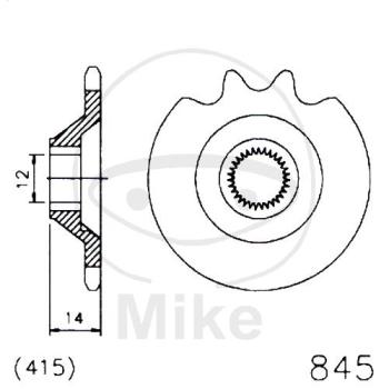 Ritzel, 14Z, Teil.: 415, feinverzahnt, Innen Ø : 12/13
