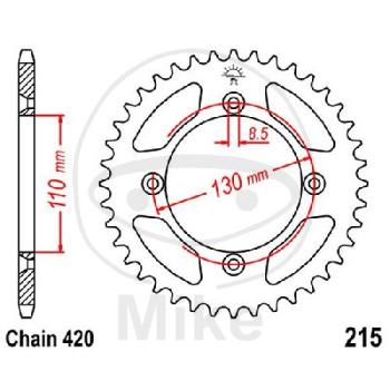 Kettenrad, 55Z, Teil.: 420, Innen Ø : 110, Lochkr.: 130