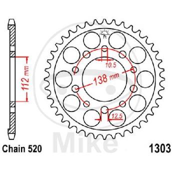 Kettenrad, 43Z, Teil.: 520, Innen Ø : 112, Lochkr.: 138