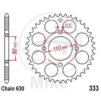 Kettenrad, 38Z, Teil.: 630, Innen Ø : 080, Lochkr.: 110