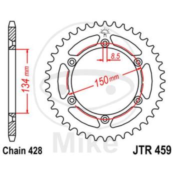 Kettenrad, 52Z, Teil.: 428, Innen Ø : 134, Lochkr.: 150