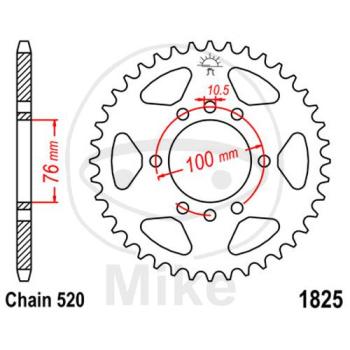 Kettenrad, 42Z, Teil.: 520, Innen Ø : 076, Lochkr.: 100
