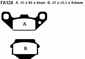 Bremsbelag - Satz Redstuff TT Carbon/Grafit (organisch) (EBC), FA128TT