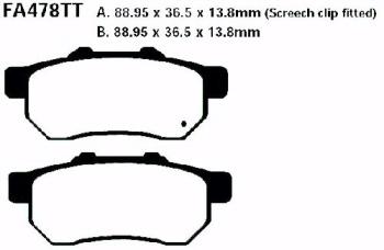 Bremsbelag - Satz Redstuff TT Carbon/Grafit (organisch) (EBC), FA478TT