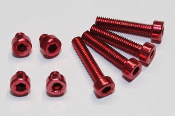 Aluminium screw set M4 red anodized